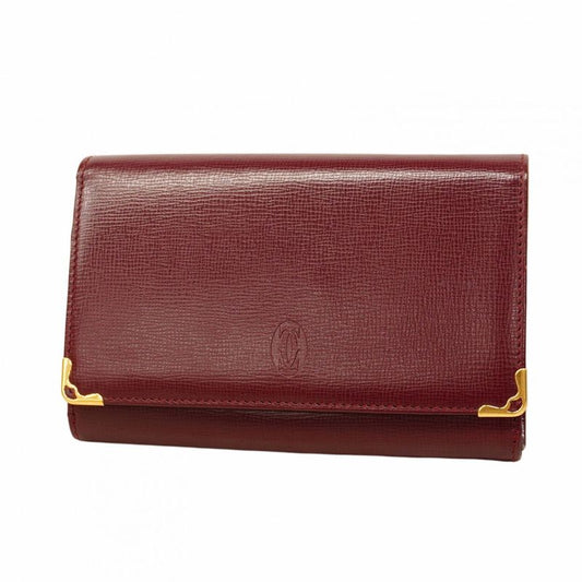 Cartier Wallet Must Leather Bordeaux Gold Hardware Women