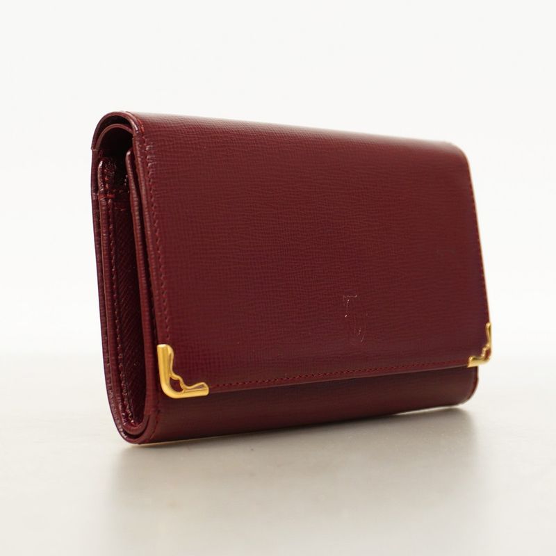 Cartier Wallet Must Leather Bordeaux Gold Hardware Women