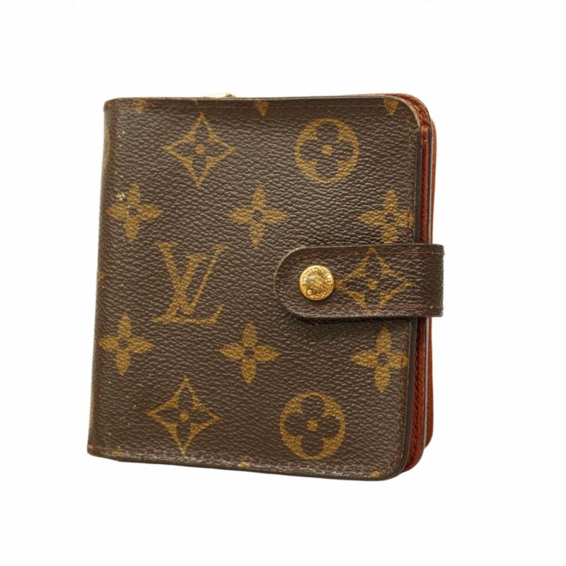 Louis Vuitton Wallet Monogram Compact Zip M61667 Brown Ladies