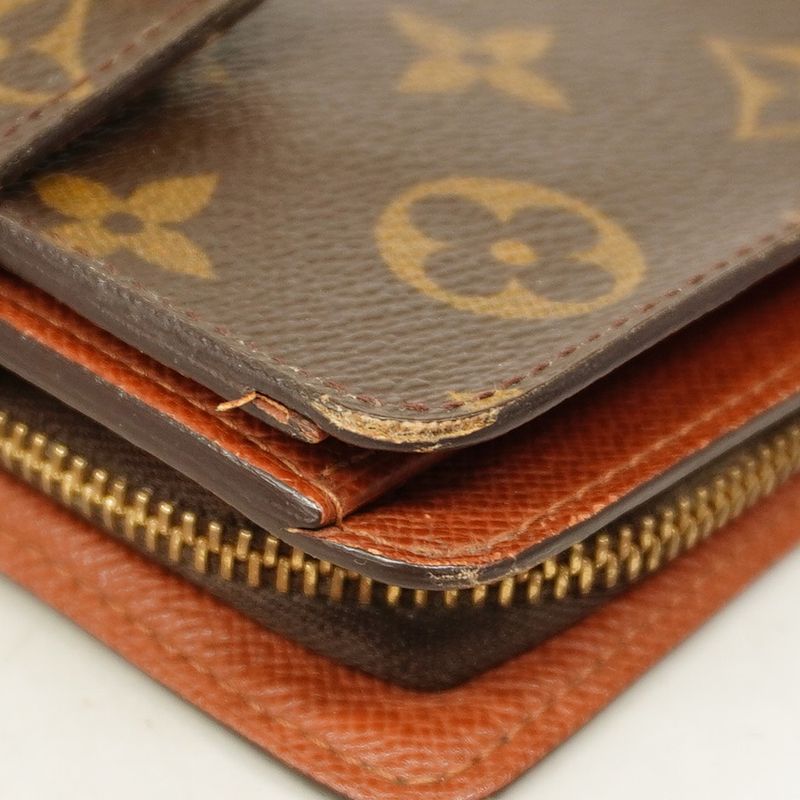 Louis Vuitton Wallet Monogram Compact Zip M61667 Brown Ladies