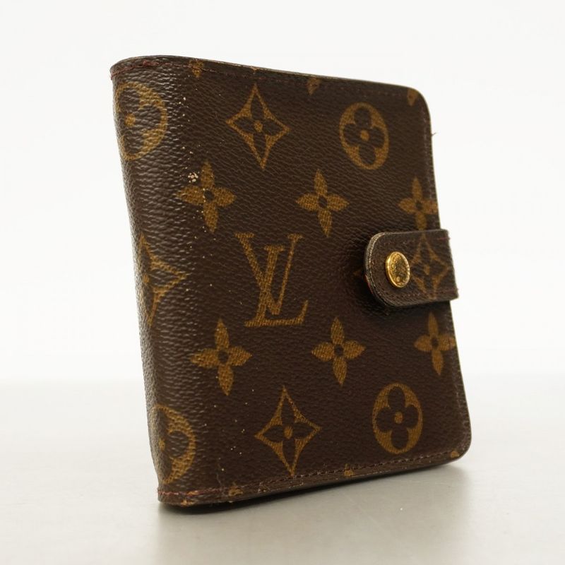 Louis Vuitton Wallet Monogram Compact Zip M61667 Brown Ladies