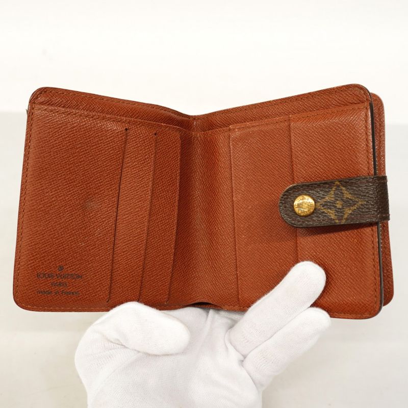 Louis Vuitton Wallet Monogram Compact Zip M61667 Brown Ladies