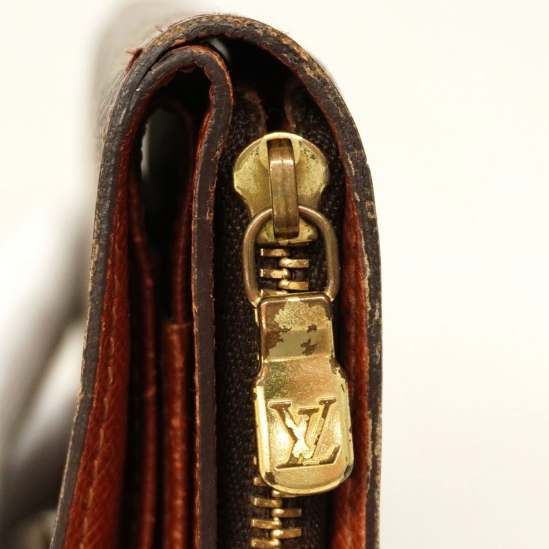 Louis Vuitton Wallet Monogram Compact Zip M61667 Brown Ladies