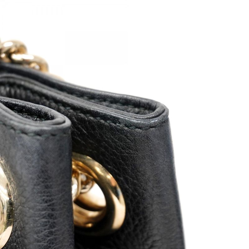 Gucci Shoulder Bag Soho 308982 Leather Black Chien Pan Gold Hardware Women