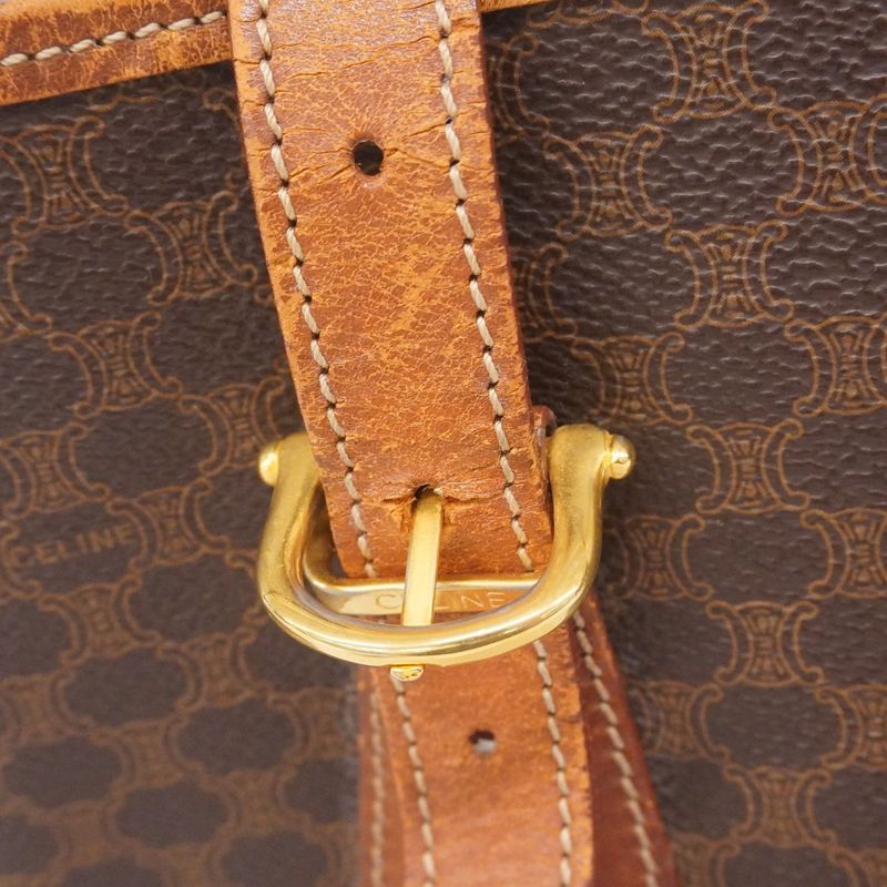 Celine Tote Bag Macadam PVC Brown Gold Hardware Women's