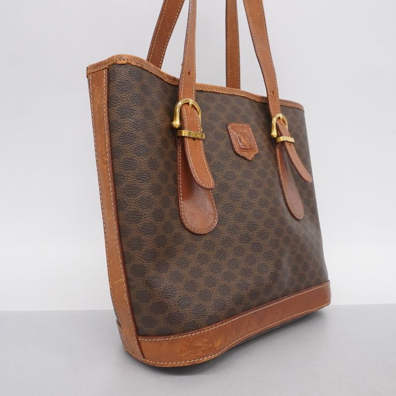 Celine Tote Bag Macadam PVC Brown Gold Hardware Women's