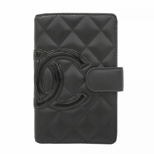 Chanel Wallet Cambon Lambskin Black Silver Hardware Women