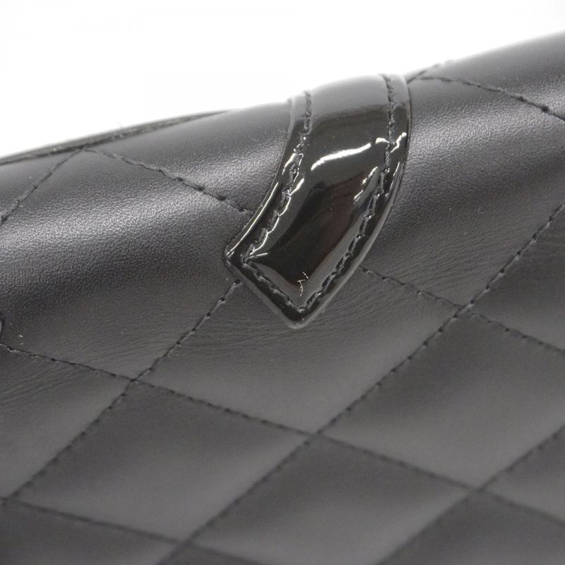 Chanel Wallet Cambon Lambskin Black Silver Hardware Women