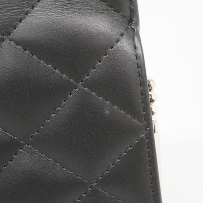 Chanel Wallet Cambon Lambskin Black Silver Hardware Women