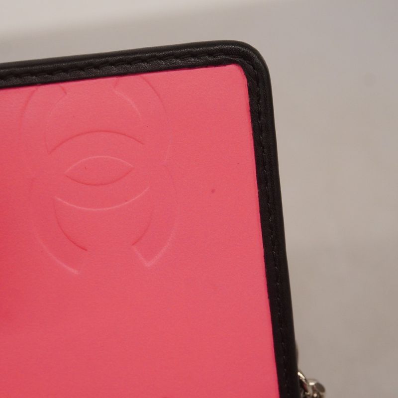 Chanel Wallet Cambon Lambskin Black Silver Hardware Women