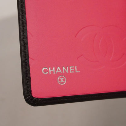 Chanel Wallet Cambon Lambskin Black Silver Hardware Women