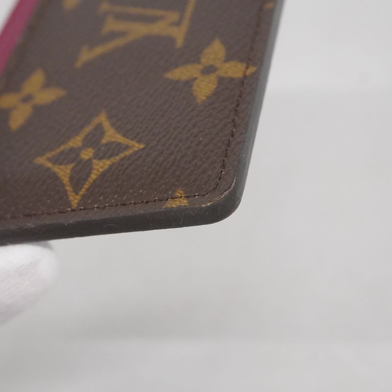 Louis Vuitton Card Case Monogram Porte Carthusanple M60703 Brown Fuchsia Ladies