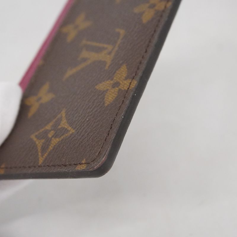 Louis Vuitton Card Case Monogram Porte Carthusanple M60703 Brown Fuchsia Ladies