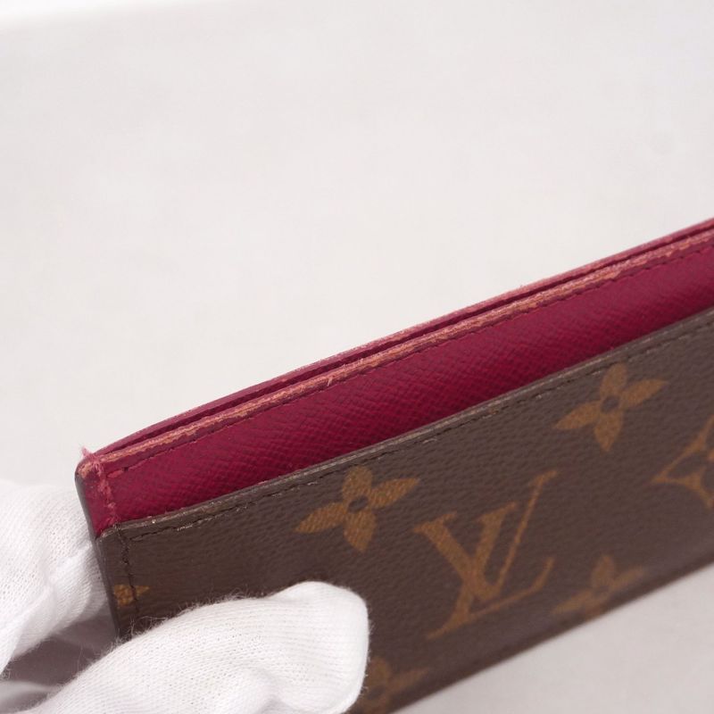 Louis Vuitton Card Case Monogram Porte Carthusanple M60703 Brown Fuchsia Ladies