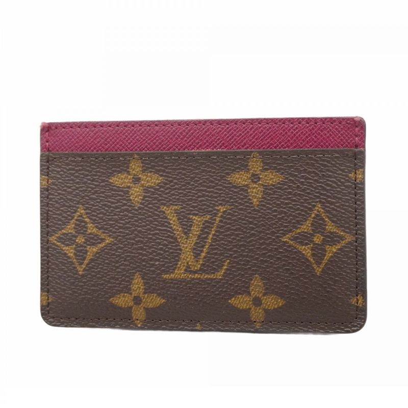Louis Vuitton Card Case Monogram Porte Carthusanple M60703 Brown Fuchsia Ladies