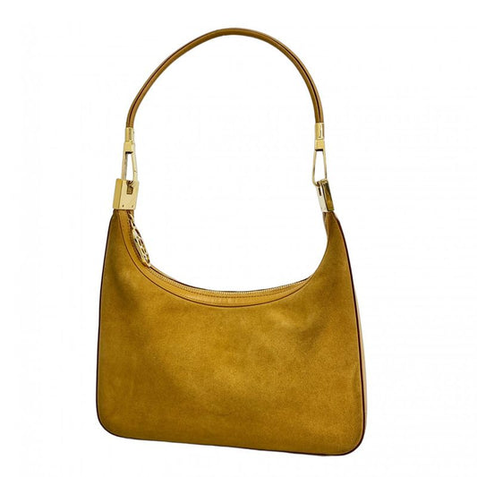 Gucci Shoulder Bag 001 3812 Suede Brown Gold Hardware Women's