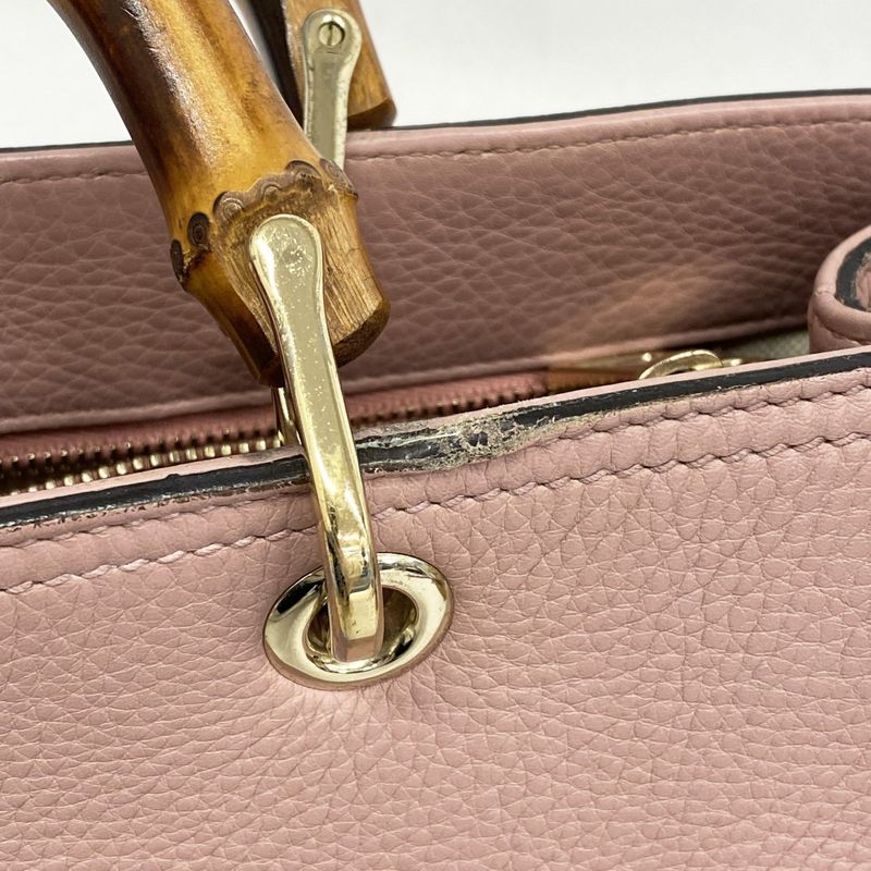 Gucci Handbag Bamboo 323660 Leather Pink Chien Pan Gold Hardware 2way Bag Ladies