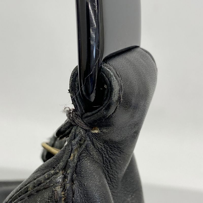 Chanel Shoulder Bag Leather Black Gold Hardware Women