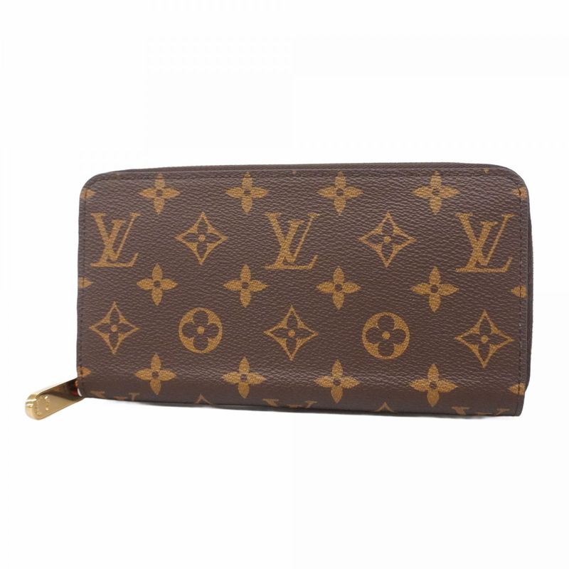 Louis Vuitton Long Wallet Monogram Zippy Wallet M41896 Brown Coquelicot Ladies