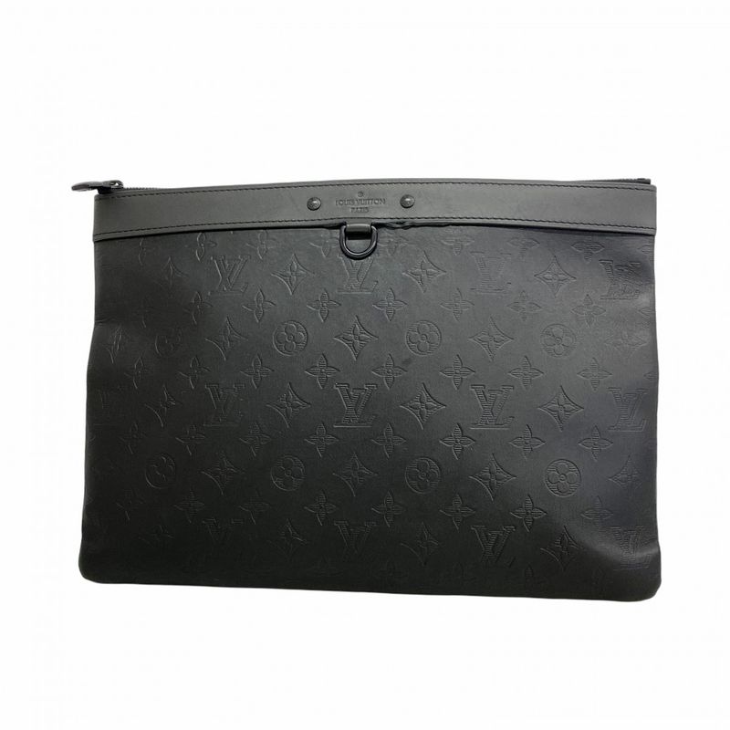 Louis Vuitton Clutch Bag Monogram Shadow Pochette Discovery M62903 Black