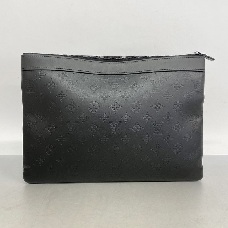 Louis Vuitton Clutch Bag Monogram Shadow Pochette Discovery M62903 Black