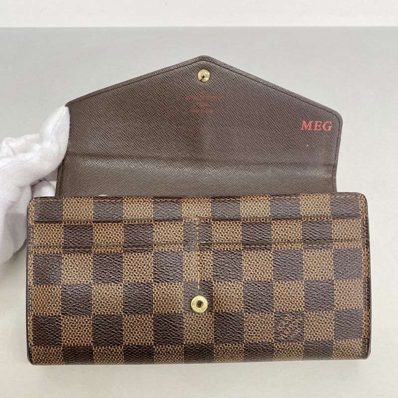 Louis Vuitton Damier Portefeuille Sarah N63209 Ebène Women's Long Wallet