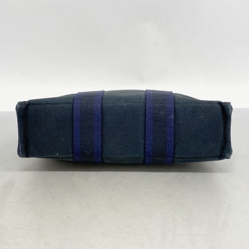 Hermes Tote Bag Fourre Tout PM Canvas Navy Silver Hardware Women