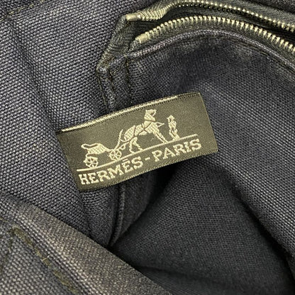 Hermes Tote Bag Fourre Tout PM Canvas Navy Silver Hardware Women