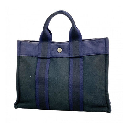 Hermes Tote Bag Fourre Tout PM Canvas Navy Silver Hardware Women