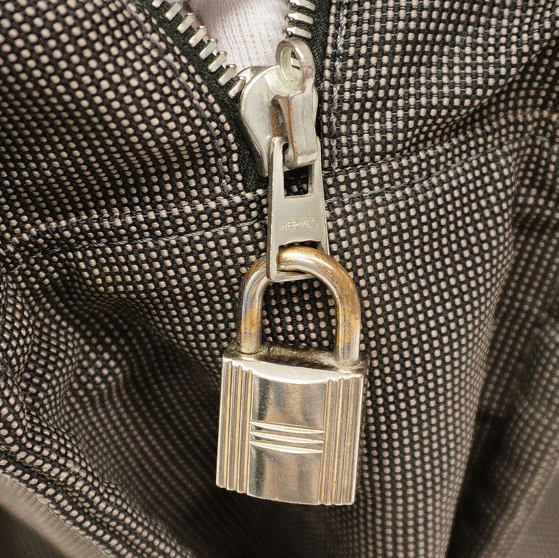 Hermes Tote Bag Yale Line GM Canvas Gray Silver Hardware Women