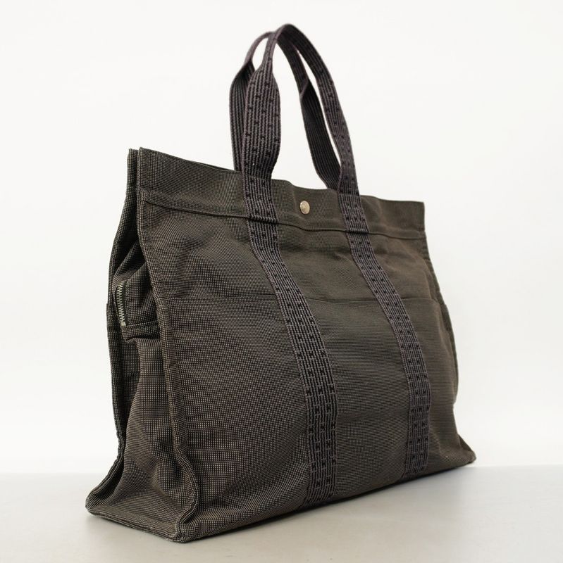 Hermes Tote Bag Yale Line GM Canvas Gray Silver Hardware Women