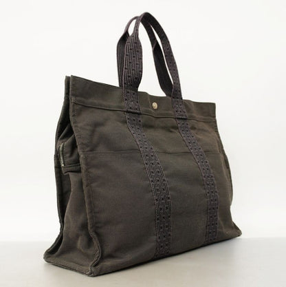 Hermes Tote Bag Yale Line GM Canvas Gray Silver Hardware Women