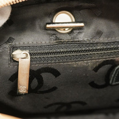 Chanel Shoulder Bag Cambon Lambskin Beige Black Silver Hardware Women