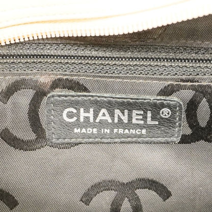 Chanel Shoulder Bag Cambon Lambskin Beige Black Silver Hardware Women