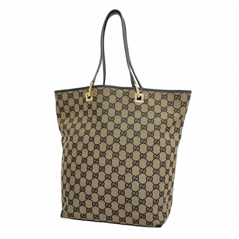 Gucci Tote Bag GG Canvas 002 1098 Canvas Brown Black Chien Pan Gold Hardware