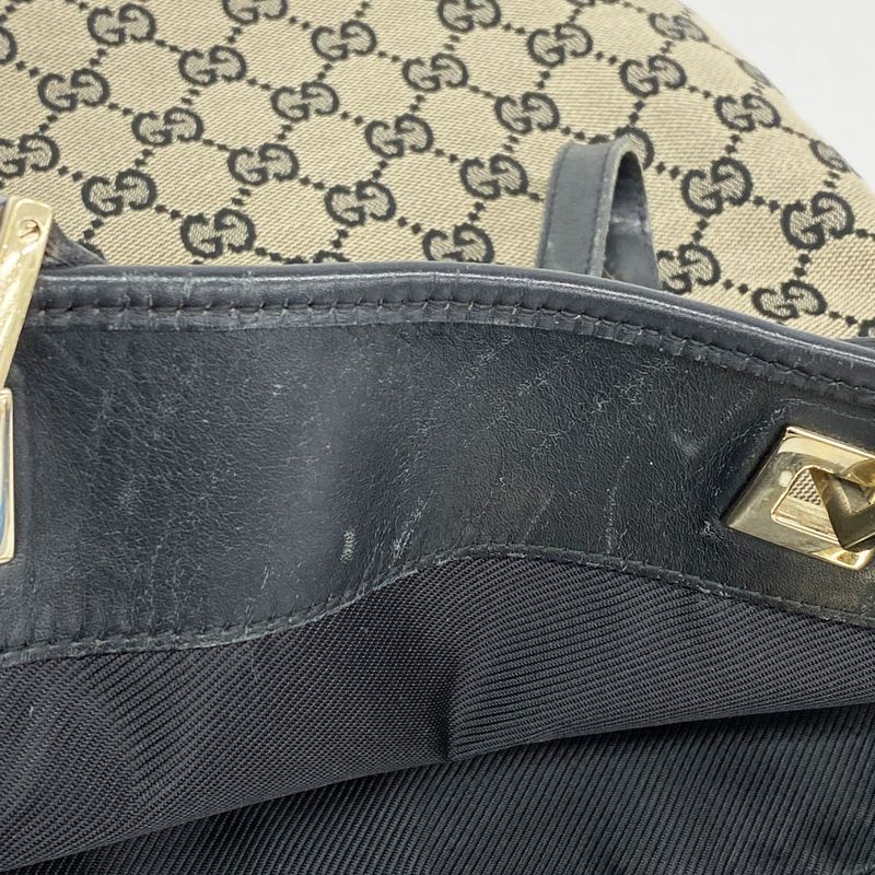 Gucci Tote Bag GG Canvas 002 1098 Canvas Brown Black Chien Pan Gold Hardware
