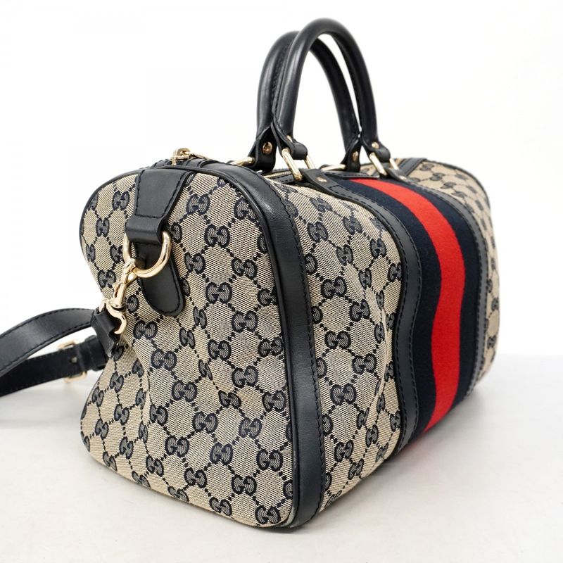 Gucci Handbag GG Canvas 247205 Canvas Navy Chien Pan Gold Hardware 2way Bag