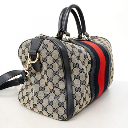 Gucci Handbag GG Canvas 247205 Canvas Navy Chien Pan Gold Hardware 2way Bag