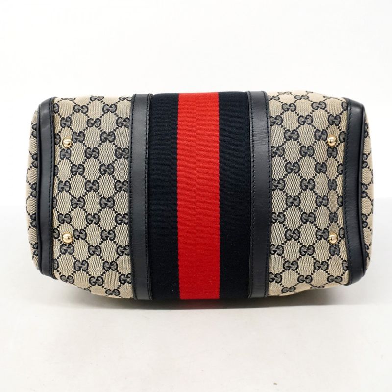 Gucci Handbag GG Canvas 247205 Canvas Navy Chien Pan Gold Hardware 2way Bag