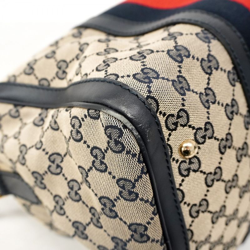 Gucci Handbag GG Canvas 247205 Canvas Navy Chien Pan Gold Hardware 2way Bag