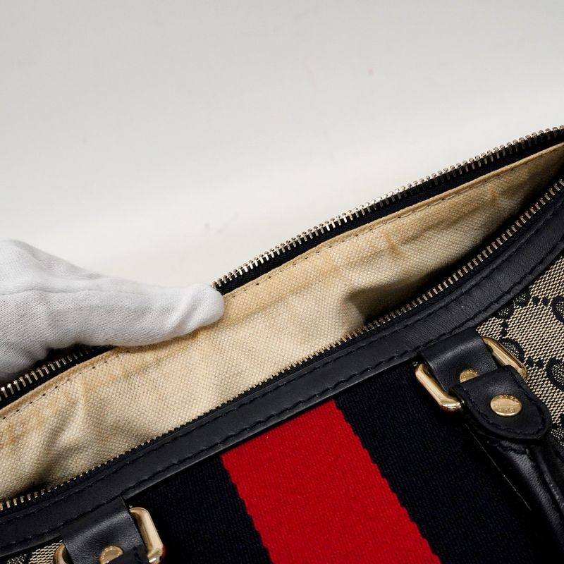 Gucci Handbag GG Canvas 247205 Canvas Navy Chien Pan Gold Hardware 2way Bag