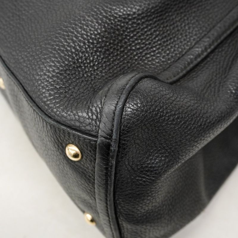 Gucci Handbag Soho 282309 Leather Black Chien Pan Gold Hardware Women's