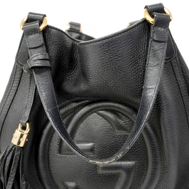 Gucci Handbag Soho 282309 Leather Black Chien Pan Gold Hardware Women's