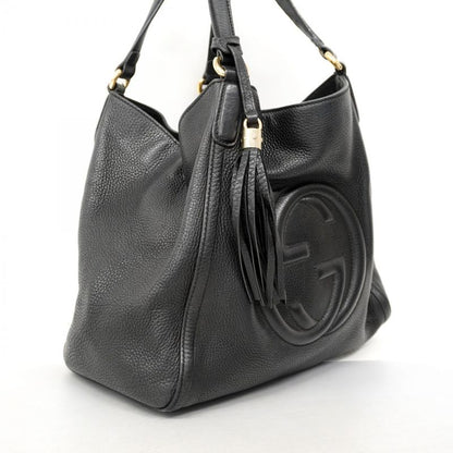 Gucci Handbag Soho 282309 Leather Black Chien Pan Gold Hardware Women's