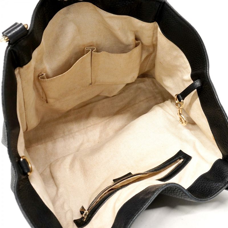 Gucci Handbag Soho 282309 Leather Black Chien Pan Gold Hardware Women's