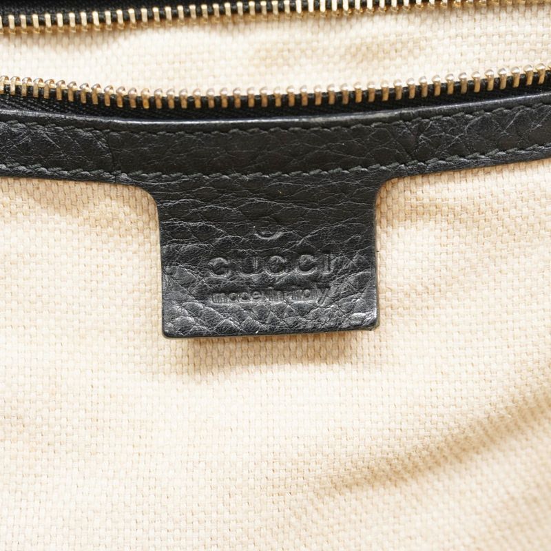 Gucci Handbag Soho 282309 Leather Black Chien Pan Gold Hardware Women's