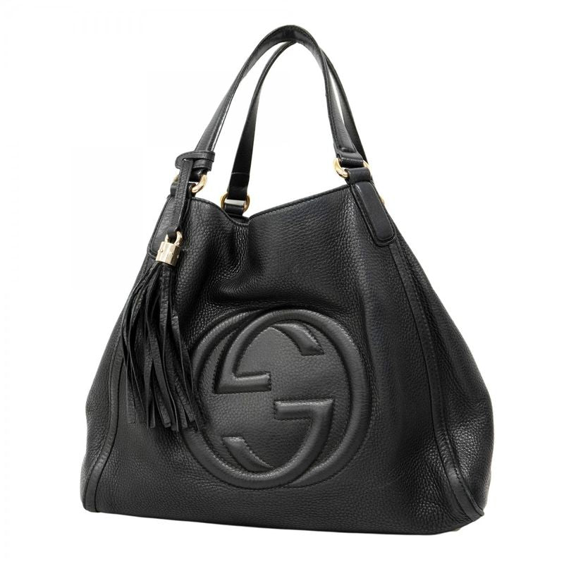 Gucci Handbag Soho 282309 Leather Black Chien Pan Gold Hardware Women's