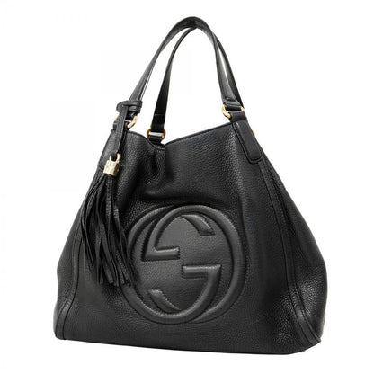 Gucci Handbag Soho 282309 Leather Black Chien Pan Gold Hardware Women's