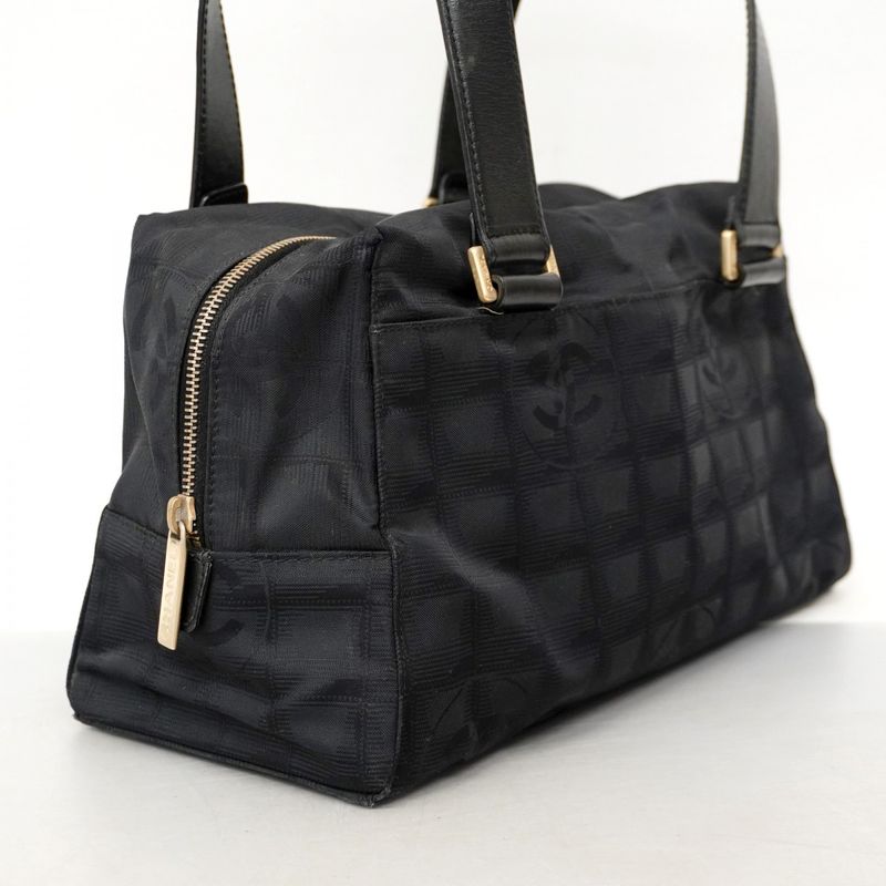 Chanel Handbag New Travel Nylon Black Chien Pan Gold Hardware Women's