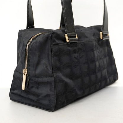 Chanel Handbag New Travel Nylon Black Chien Pan Gold Hardware Women's